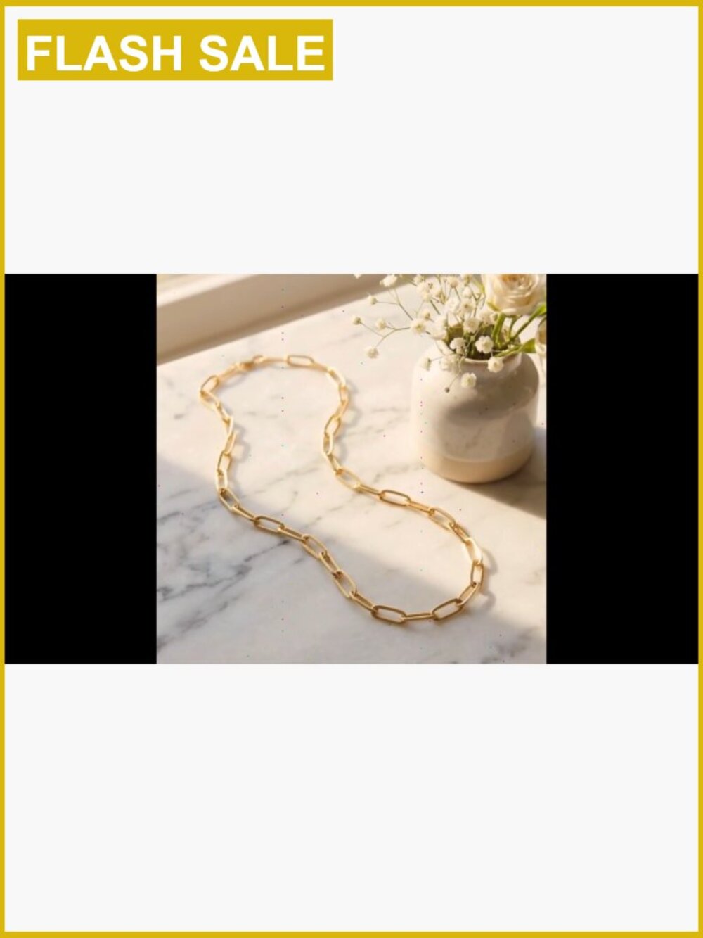 14K Gold Plated Paperclip Chain Necklace - Tarnish Resistant, Layering Jewelry - Picture 7 of 7